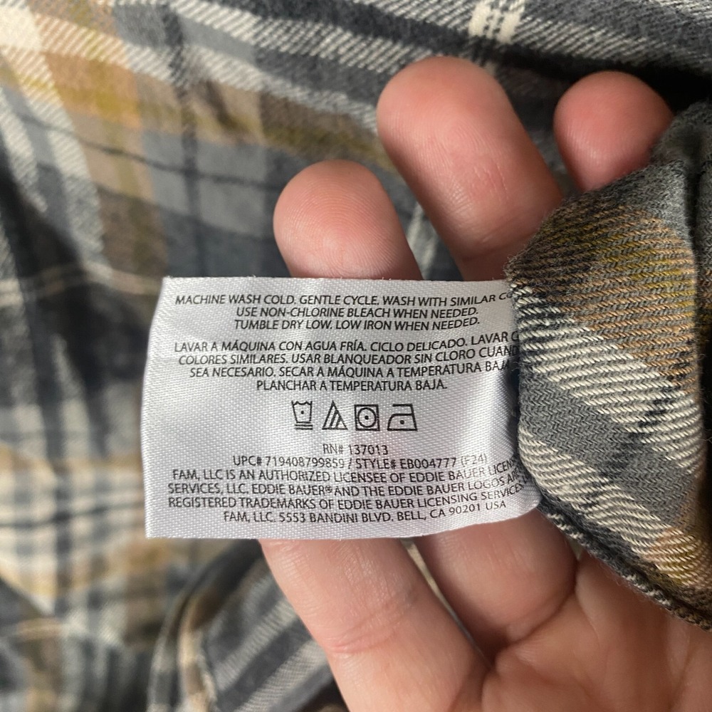 Eddie Bauer Mens Multicolor Plaid Flannel Casual Button Up Shirt Size XL - Picture 16 of 16